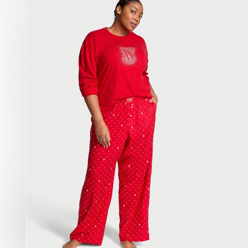 Victoria's Secret Red Long-Sleeve Pajama Set
